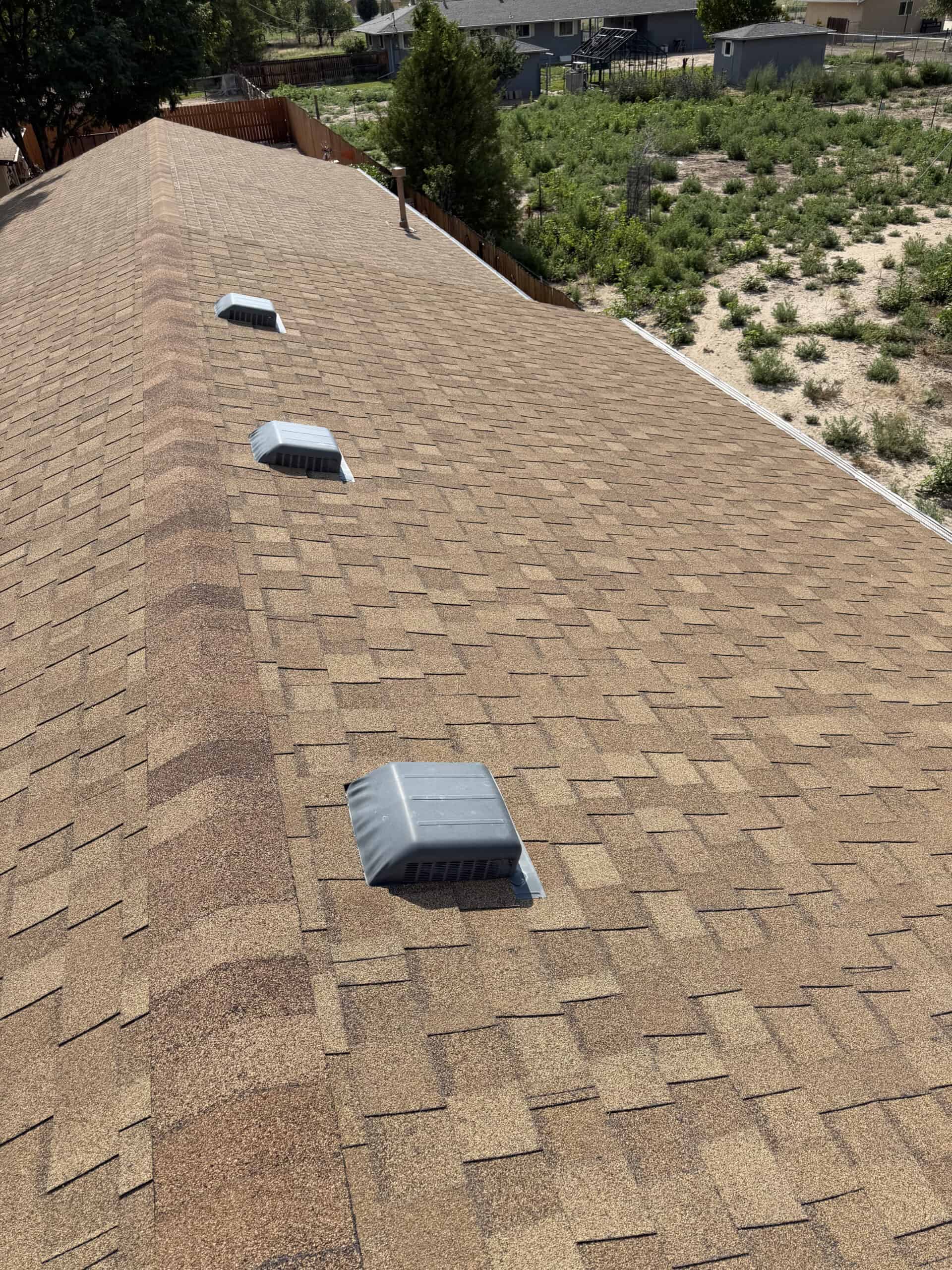 Asphalt shingles and roof ventilation inspected by RTII in Pueblo, Colorado